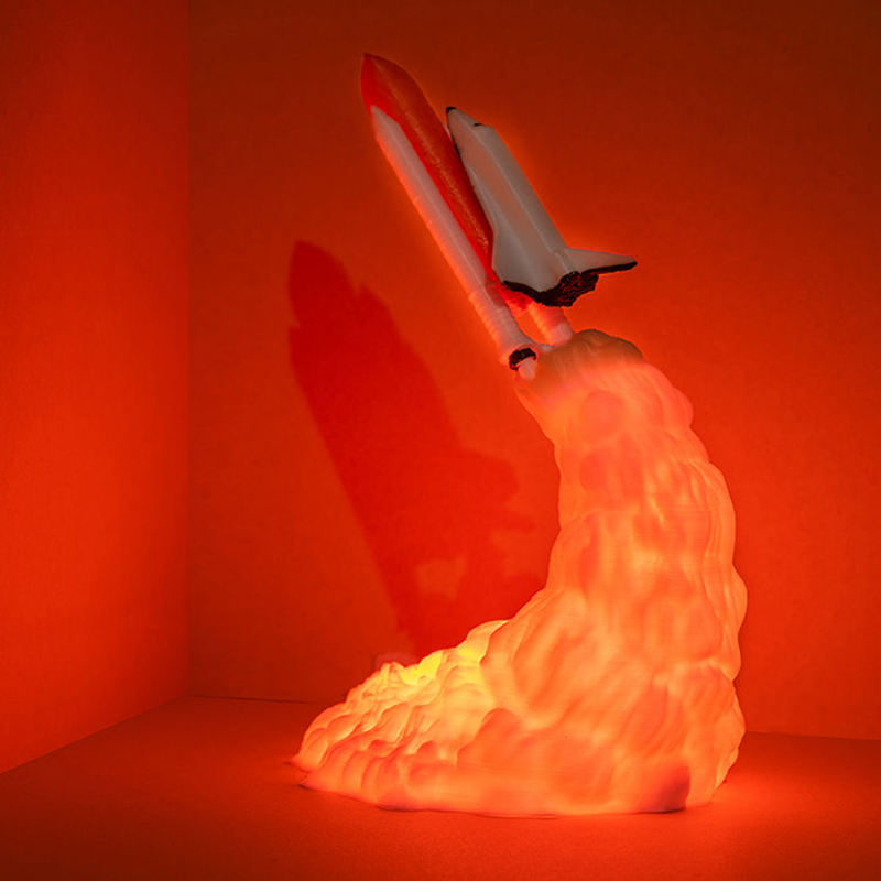 Floating Nightstand With Led Light - USB Rechargeable Space Shuttle Rocket LED
