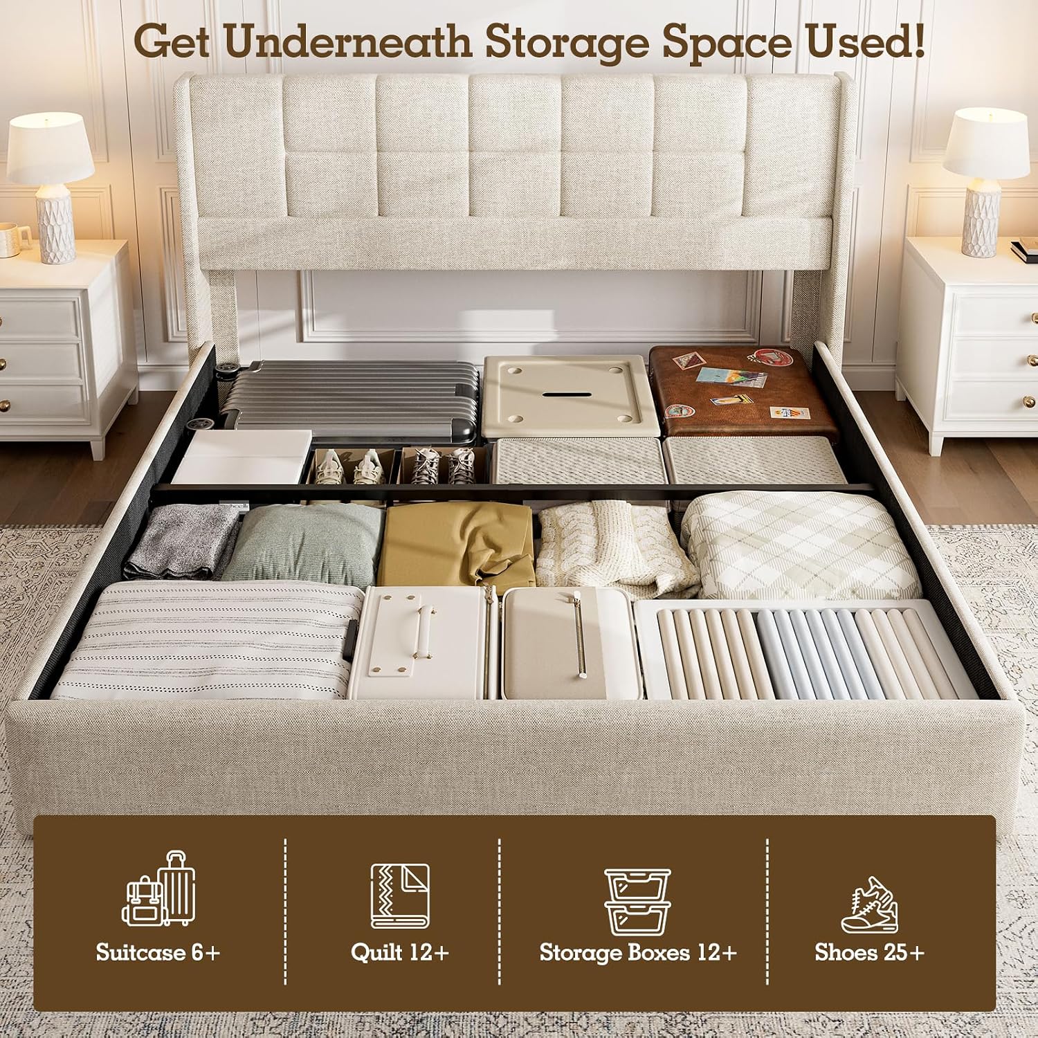 King Bed Frame with Hydraulic  - Gas Lift Storage Bed Hydraulic recension och pris
