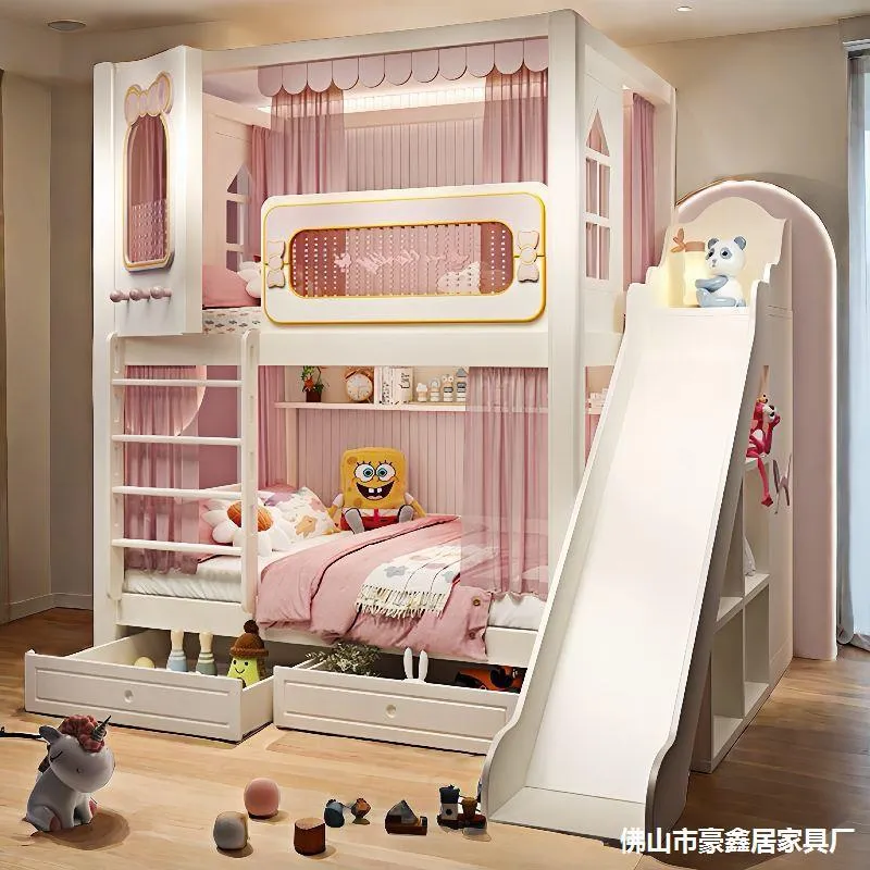 Solid  High and Low Two Layer  - Bunk Bed With Stairs And Slide recension och pris