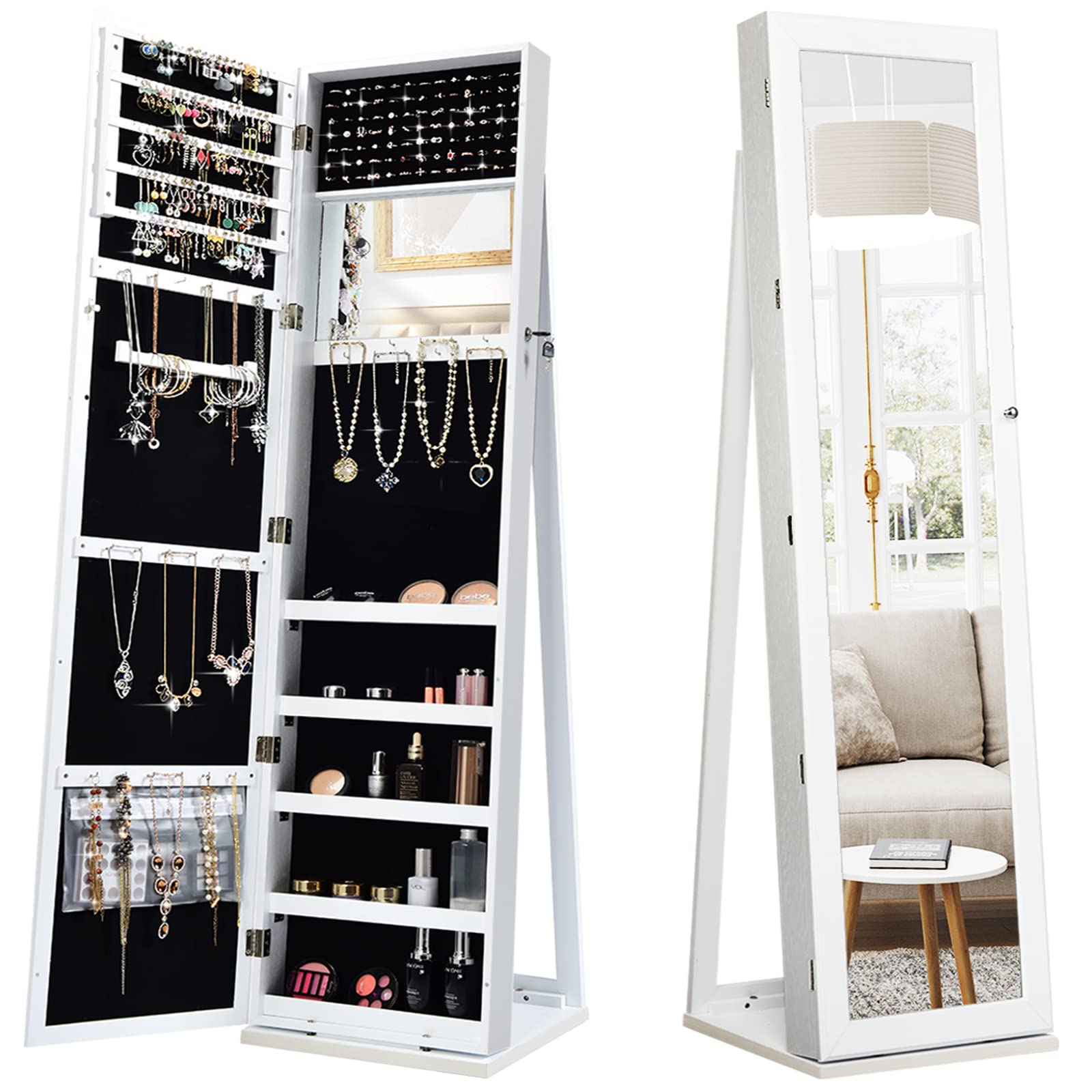 Standing Jewelry Armoire with  - Full Length Mirror Jewelry Armoire recension och pris