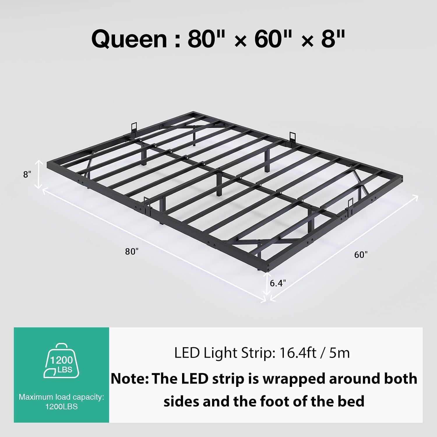Floating Platform Bed Frame wi - Memory Foam Mattress In A Box Queen recension och pris